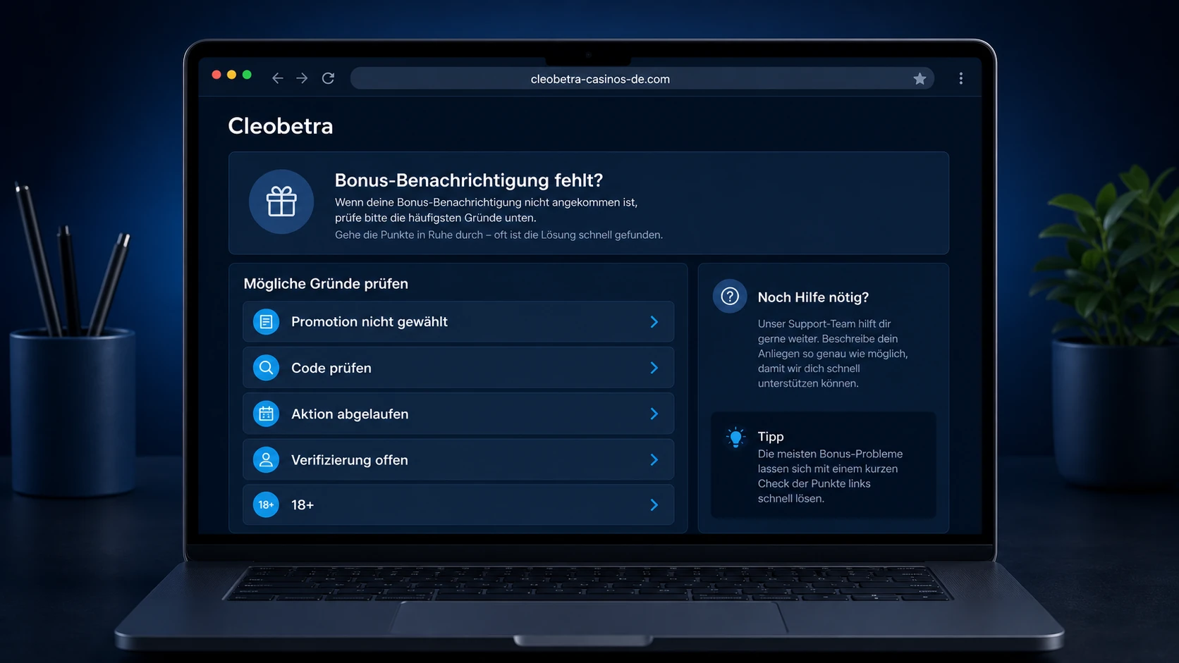 Warum fehlt der Cleobetra Bonus?