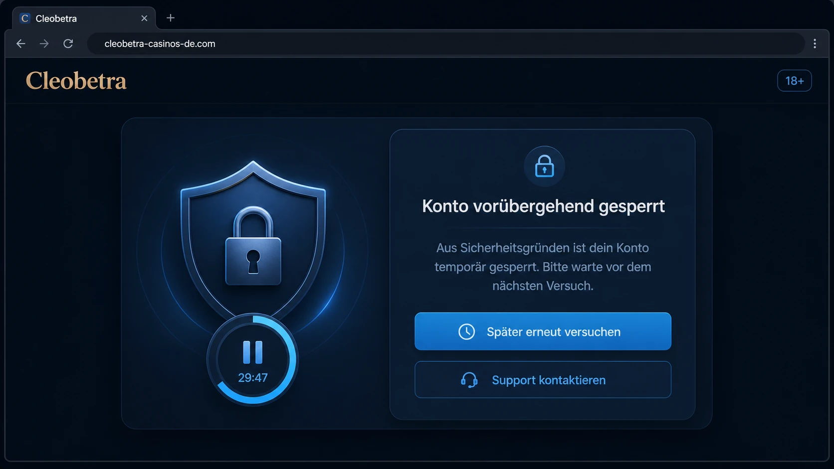 Konto vorübergehend gesperrt